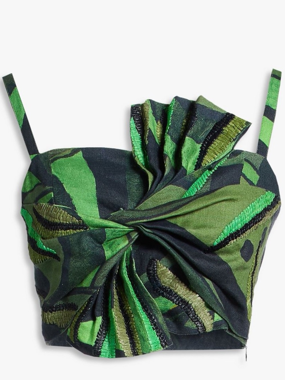 Farm Rio Coconut Tree Flow Crop Top Embroidered size S NWT green